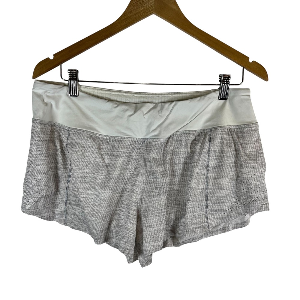 Lululemon Run Times Shorts Grey White Space Dye Athletic Running Size 10 Workout
